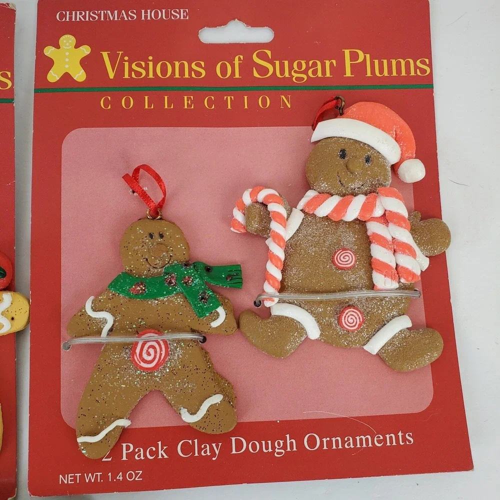Lot of  Of 5 Pkgs Clay Dough Gingerbread Boy & Girl Christmas Cookie Ornaments